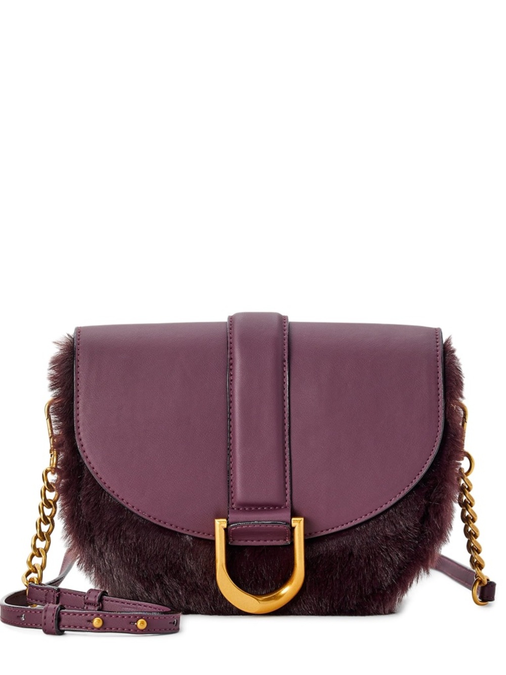 Scoop Plum Crossbody Bag with Gold Accents